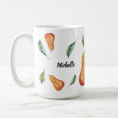 可愛い洋ナシ模様の水彩画ハンドペイント コーヒーマグカップ (左)
