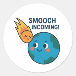 可愛い流星と地球の漫画 – "滑る"ステッカー ラウンドシール