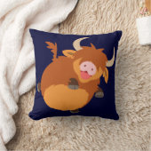 可愛い浮き上がり漫画ハイランドカウピロー クッション (ブランケット)