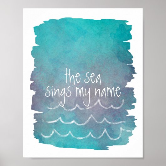 可愛い海とスカイ引用文ポスターブルーウォーター色 ポスター (正面)