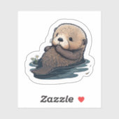 可愛い海のオッターシール シール (シート)