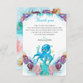 可愛い海シーカラフルタコベビー感謝していY サンキューカード