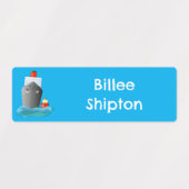 可愛い海ライナー船のタグ漫画パーソナライズされた ラベル (デザイン2)