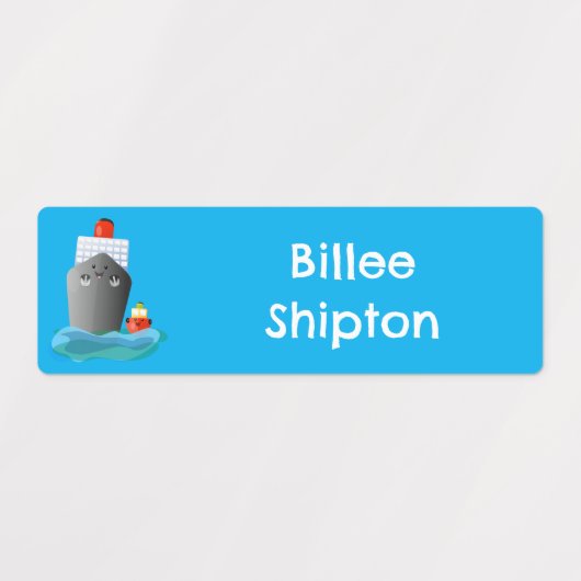 可愛い海ライナー船のタグ漫画パーソナライズされた ラベル (デザイン2)