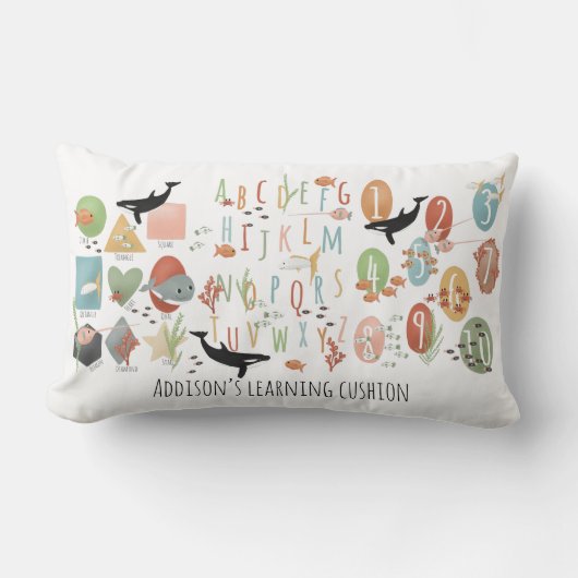 可愛い海学初期の教育ABCキッズ ランバークッション (正面)