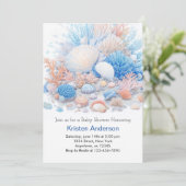 可愛い海至福シーシェルボホボーイベビーシャワー 招待状 (スタンド正面)