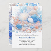 可愛い海至福シーシェルボホボーイベビーシャワー 招待状 (正面/裏面)