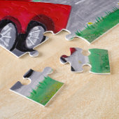 可愛い消防士の男の子と赤い消防車 ジグソーパズル (側面)