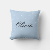 可愛い淡い色の青い水玉模様台本名枕 クッション (正面)