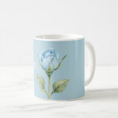 可愛い淡い青いバラの花 コーヒーマグカップ (正面右)