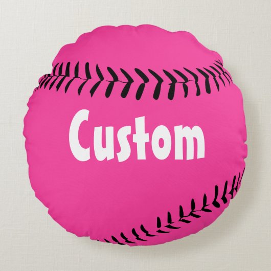 可愛い深いピンクラウンドファストピッチソフトボール枕 ラウンドクッション (正面)