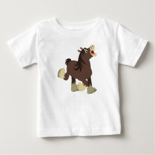 可愛い滲出性の漫画シャーホースベビーTシャツ ベビーTシャツ