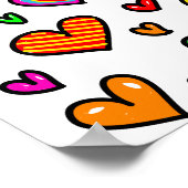 可愛い漫画お洒落愛数々のハートパターン ポスター (角)