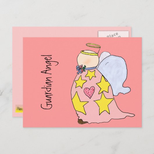 可愛い漫画が守護天使ポストカードを輝かす ポストカード (正面/裏面)