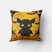 可愛い漫画こうもりとジャック・オ・ランタンのカボチャ クッション (裏面)