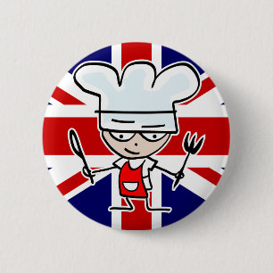 可愛い漫画とイギリスのシェフ調理師ボタン 缶バッジ