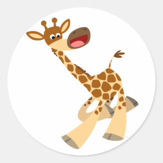 可愛い漫画のアンブリングGiraffeステッカー ラウンドシール