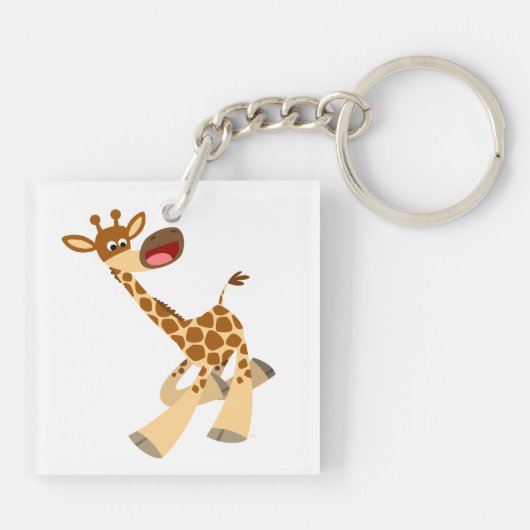 可愛い漫画のキリンのアクリルキーチェーン キーホルダー (裏面)
