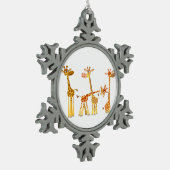 可愛い漫画のキリン：ザ・エルドピューターオーナメント スノーフレークピューターオーナメント (左)