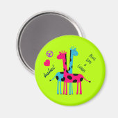 可愛い漫画のキリン、平和な愛と笑い マグネット (正面/裏面)