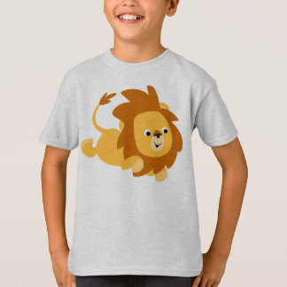 可愛い漫画のギャンボリングライオンの子供Tシャツ Tシャツ
