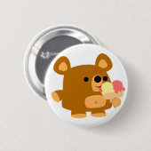可愛い漫画のクマとボール:)ボタンバッジ 缶バッジ (正面&裏面)