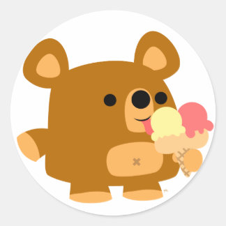 可愛い漫画のクマとボール:)丸いステッカー ラウンドシール