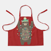 可愛い漫画のクマ毛織の帽子クリスマスライト エプロン (正面)