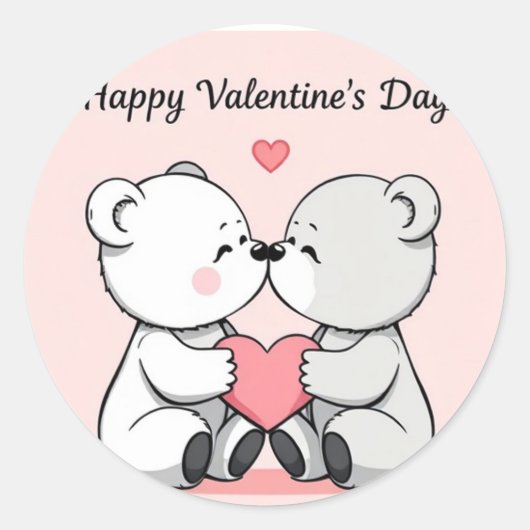 可愛い漫画のクマ ラウンドシール (正面)