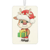 可愛い漫画のクリスマスディアー。 カーエアーフレッシュナー (裏面)