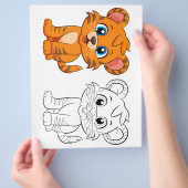 可愛い漫画のタイガーのカラーリングページ チラシ (手)