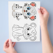 可愛い漫画のタイガーのカラーリングページ チラシ (手)