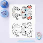 可愛い漫画のタイガーのカラーリングページ チラシ (シングル)