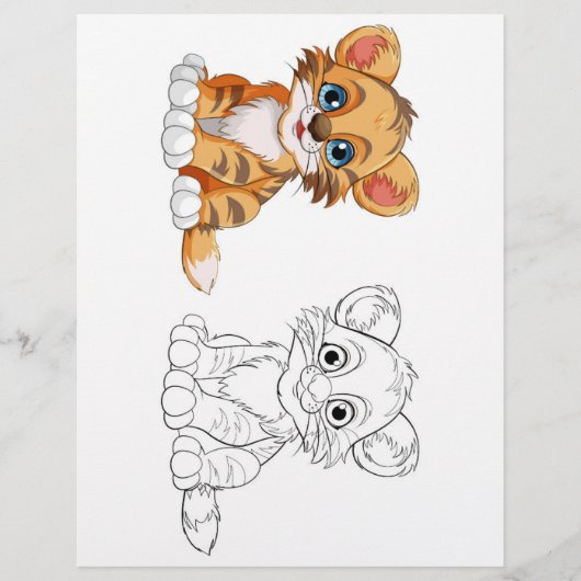 可愛い漫画のタイガーのカラーリングページ チラシ (正面)