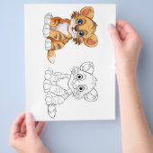 可愛い漫画のタイガーのカラーリングページ チラシ (手)