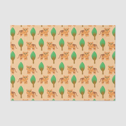 可愛い漫画のタイガーパターン 薄葉紙 (正面)