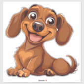 可愛い漫画のダッシュント犬 シール (シート)