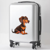 可愛い漫画のダッシュント犬 シール (スーツケース)