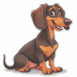 可愛い漫画のダッシュント犬 シール