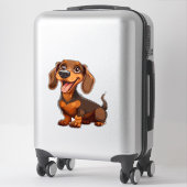 可愛い漫画のダッシュント犬 シール (スーツケース)