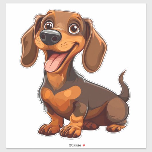 可愛い漫画のダッシュント犬 シール (シート)