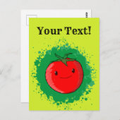 可愛い漫画のトマトグリーン絵を描スプラッシュ ポストカード (正面/裏面)