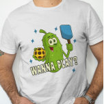 可愛い漫画のピクルス遊ボール Tシャツ<br><div class="desc">このピクルボールTシャツは可愛らしい漫画のピクルス素晴らしで頼、他のプレイヤーがコートに参加す遊る方法だ。</div>