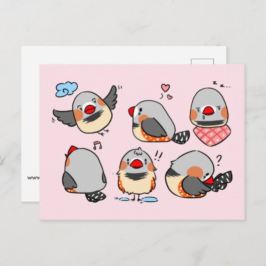 可愛い漫画のピンクのパター市松模様にンを見る ポストカード (正面/裏面)