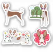 可愛い漫画のフローラの組み合わせポデコ犬 シール (正面)