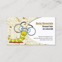 可愛い漫画のブックワームの家庭教師イエロー名刺 名刺