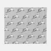 可愛い漫画のホワイトフェイスコッカティエルの鳥のパターン フリースブランケット (正面(横))