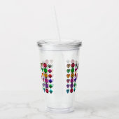 可愛い漫画のボタン明るいカラフル白のバックグロ アクリルタンブラー (左)