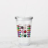 可愛い漫画のボタン明るいカラフル白のバックグロ アクリルタンブラー (裏面)