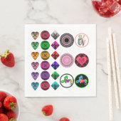 可愛い漫画のボタン明るいカラフル白のバックグロ スタンダードランチョンナプキン (インサイチュ)